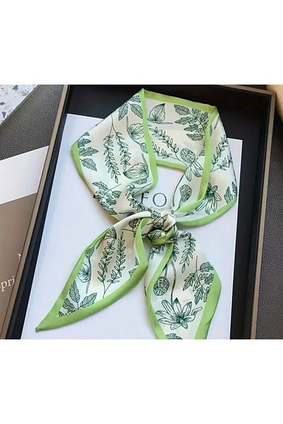 Lilly Green Small Silk Scarf, Scarf, Hair Tie
