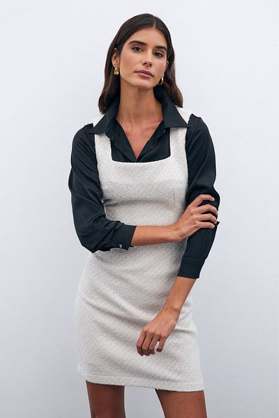 Sateen فستان تويد صغير
