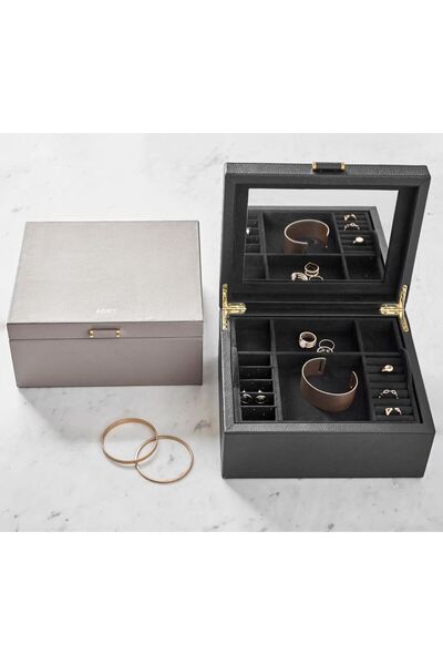 Pottery Barn Quinn Deri Mücevher Saklama Koleksiyonu, Büyük Boy