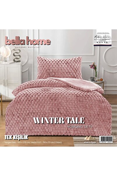 Bikaya Home Set pilota unică Winter Tale, set pilota cu pene de iepure, 155x2...