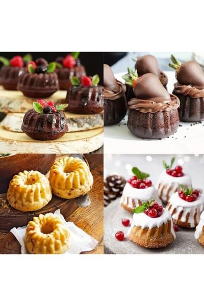 silcap silicone 12-Piece Silicone Muffin, Mini Cake Mold, Fireproof, Non-Stick, Easy to Remove-Red