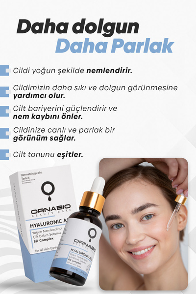 ornabio organik natural biyolojik 8d Complex Hyaluronik Asit Serumu Yoğun Nemlendirici Cilt Bakımı