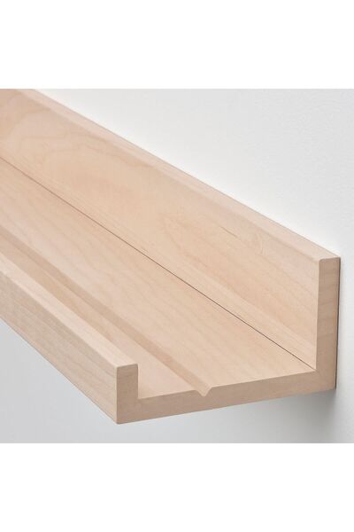 IKEA Ahşap Çerçeve Rafı 55x12 Cm Duvar Rafı Kitaplık Çerçevelik Raf Huş Görünümlü