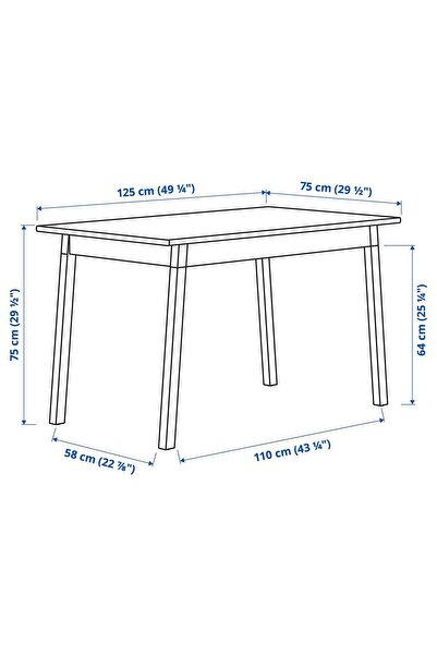 IKEA mutfak masası, açık kahverengi-beyaz-açık kahverengi-kırmızı, 4 kişilik, 125x75 cm