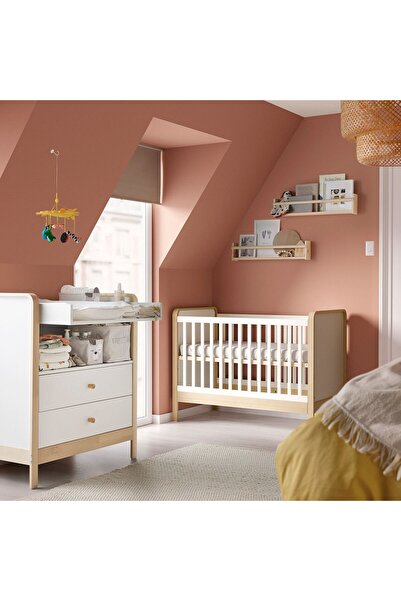 IKEA bebek karyolası, huş-beyaz, 60x120 cm