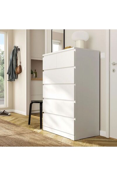 IKEA 6 çekmeceli şifonyer, beyaz, 80x123 cm