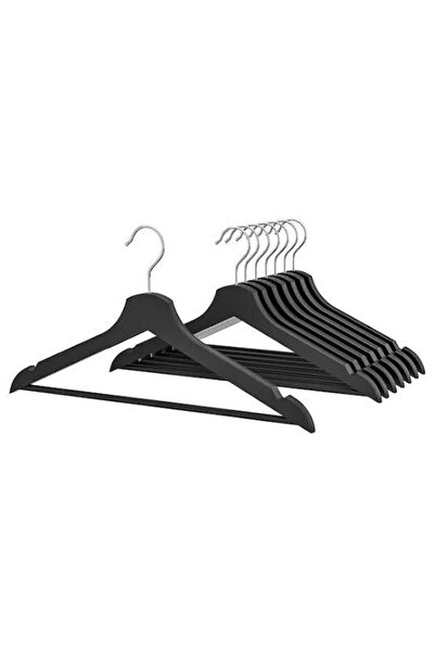 IKEA 8 ADET BUMERANG ASKI SİYAH AHŞAP TAKIM ELBİSE KIYAFET ASKISI