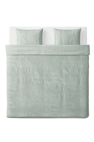 IKEA طقم غطاء لحاف مزدوج مخطط-أخضر 240×220 100% قطن Trendexpress