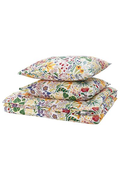 IKEA Multicolored Flower Patterned Double 100% Cotton Duvet Cover Set (240X220/50X60 cm)