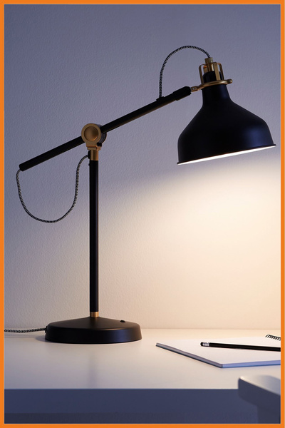Alony Home Table Lamp Wired Moving Head 11W Steel Lampshade Study Reading Night 20X42 Black