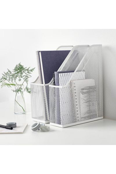 IKEA Метален настолен органайзер за папки Drönjöns, бял, 2 части