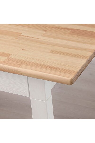 IKEA mutfak masası, açık kahverengi-beyaz-açık kahverengi-kırmızı, 4 kişilik, 125x75 cm