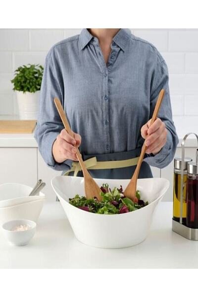 IKEA Salad Serving Spoon Set of 2 Wooden Serving Spoon Wooden Spoon Mixing Spoon