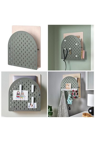 IKEA SKADİS VATTENKAR Panel 8x38x32 Cm Birch Green Solid Wood Multi-Purpose Shelf Wall Panel Wall Shelf