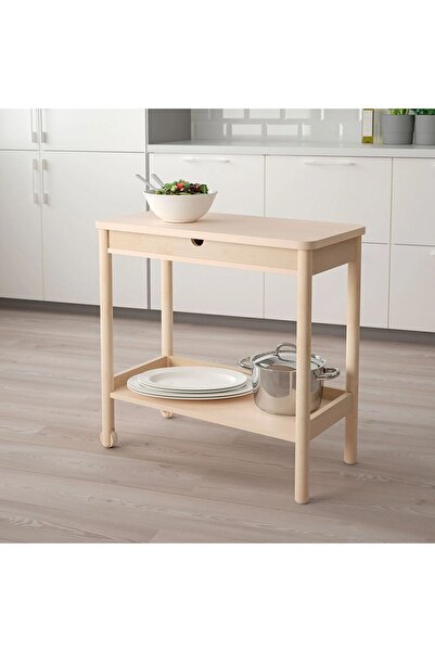 IKEA Hafif Iskandinav Tasarımı Huş 78x39 Cm Servis Arabası