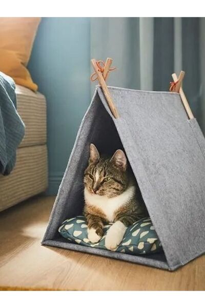 IKEA UTSADD Kedi Evi, Gri-Keçe, 36x40x43 cm