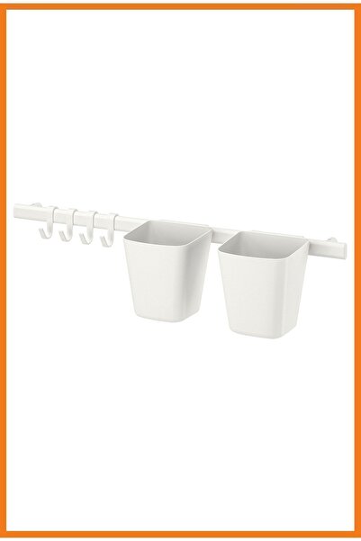 Alony Home Sunnersta Duvar Rayı 4 Kancalı Ve 2 Kutulu Set Beyaz