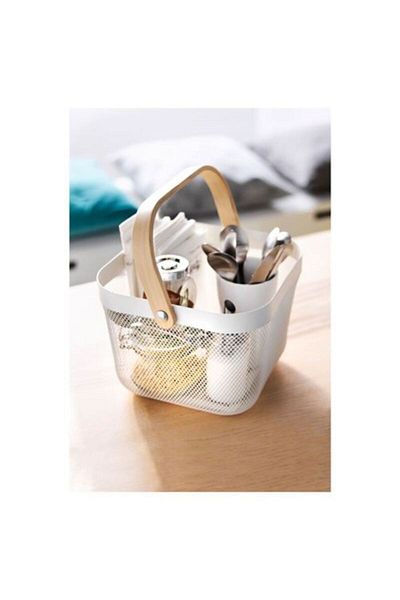 IKEA Rısatorp White Decorative Steel Basket Box