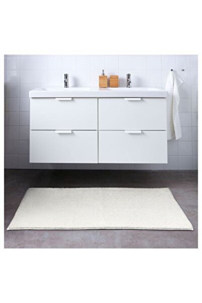 IKEA Mikrofiber Banyo Paspası Beyaz Renk 60x120 Cm Yumuşak Banyo Halısı-paspas