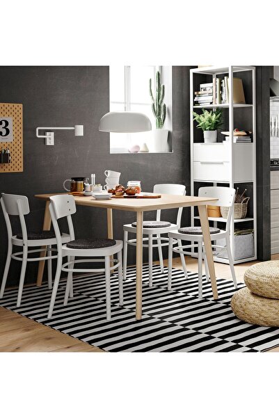 IKEA mutfak masası, dişbudak kaplama, 4 kişilik, 140x78 cm