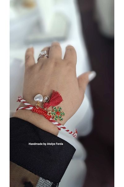 Atolye Ferda Snowflake Figured Wish Bracelet with Pearls and Tassel Detail Marteniçka