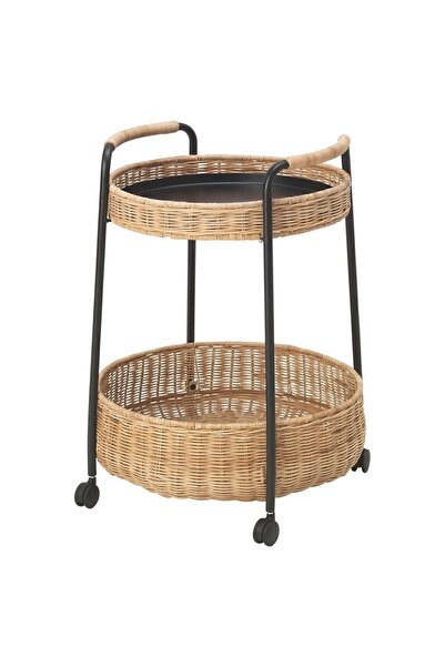IKEA Lubban Tekerlekli Yan Sepha - Rattan / Antrasit