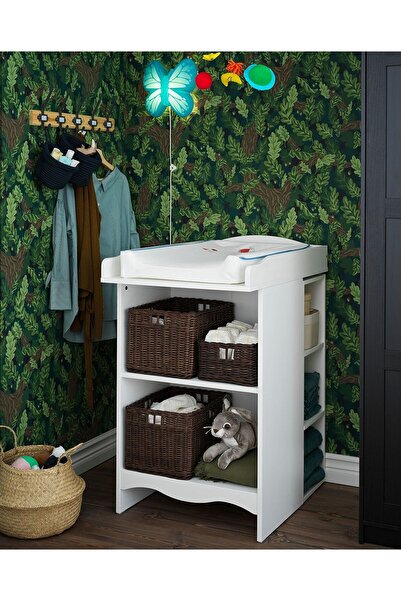 IKEA alt değiştirme masası, beyaz, 2 raf üniteli