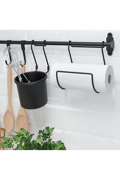 IKEA Ikea Black Metal 80 cm Long Glass Steel Wall Rail for Kitchen - Hanging