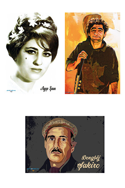 ZERYA Postera Ciwan Haco - Ayşe Şan - Dengbêj Şakiro Posteri - Kürt Sanatçı Posterleri (3 POSTER)