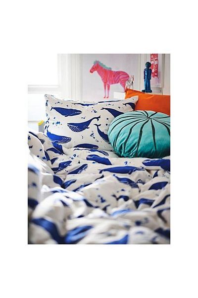 IKEA Single Children's Duvet Cover Set Blue Whale Patterned Blue-White 150X200 cm
