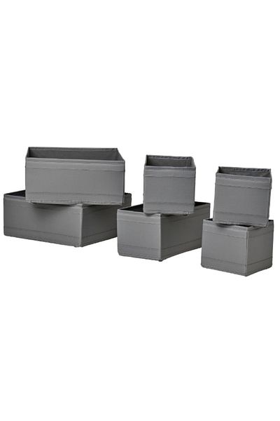 IKEA Organizer Box Set, Dark Grey, 6-Piece-Drawer Organizer
