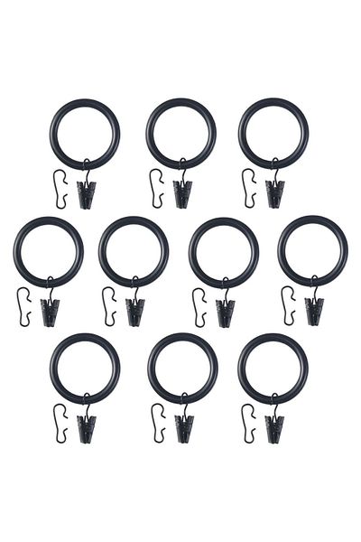 IKEA Set Inele Cortina Syrlıg, Negru, 38 Mm, 10 Bucuri