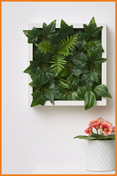 Alony Home Yapay Bitki Çıtçıt Yapraklı Duvara Monte Süs Doğal Suni Ağaç 26x26 Cm Yeşil