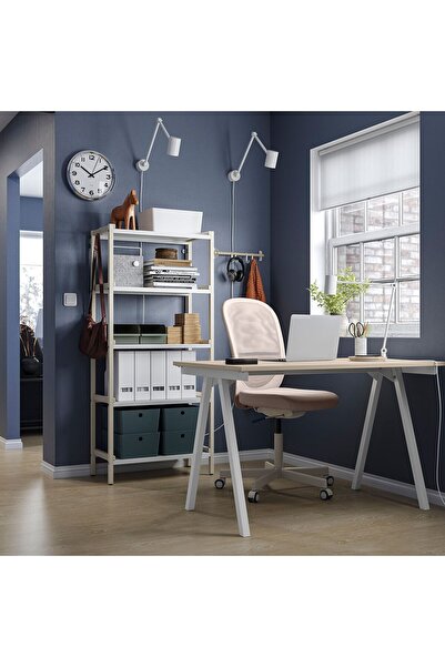 IKEA Kitaplık-açık raf ünitesi, beyaz-titrek kavak, 70x34x154 cm