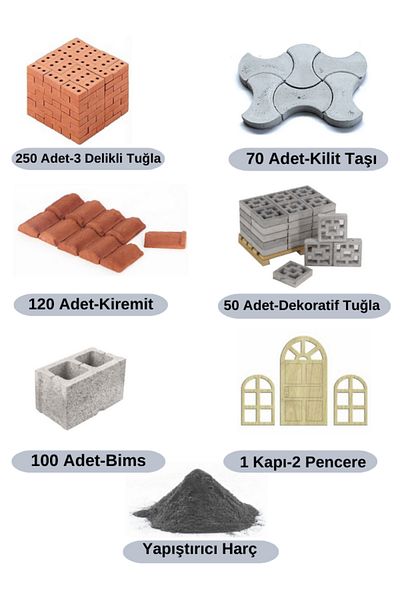 Demir Yapım Luxury Home Construction Mini Brick Set - 3 Holes Brick