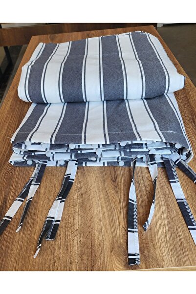 ALTINPAMUK Lüks Balkon Perdesi Gri Beyaz En X Yükseklik Özel Ölçü Yapılır (BAĞCIKLI) Ty801-2