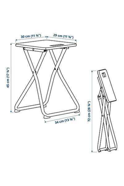 IKEA GUNDE katlanır tabure, beyaz