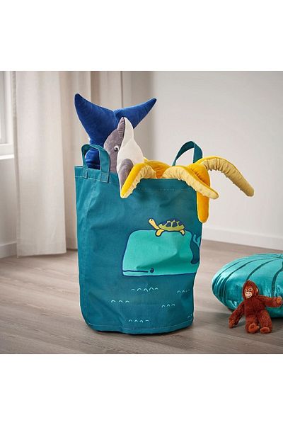 IKEA Blavıngad Blue-Green Toy Laundry Storage Bag, Children's Room