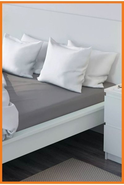 Alony Home Cearşaf dublu din bumbac Ullvide - elastic, gri, 180x200 cm