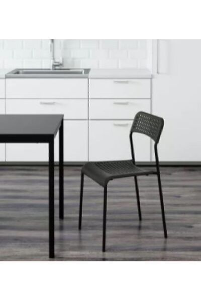IKEA 1 Adde Sandalye, Deco Life Metal Siyah Sandalye Garantisiz Kumaş yok