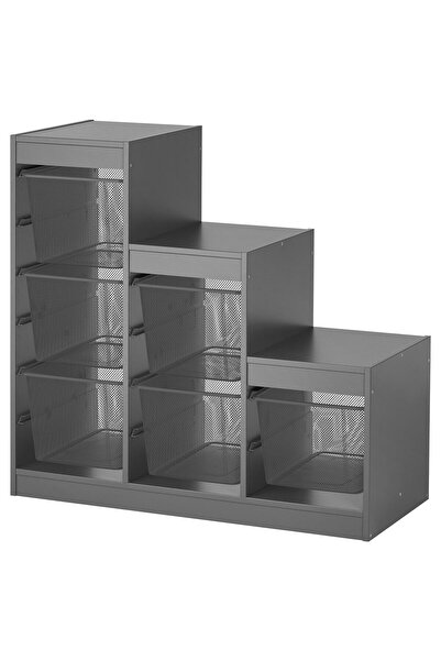 IKEA saklama ünitesi, gri-koyu gri, 99x44x94 cm