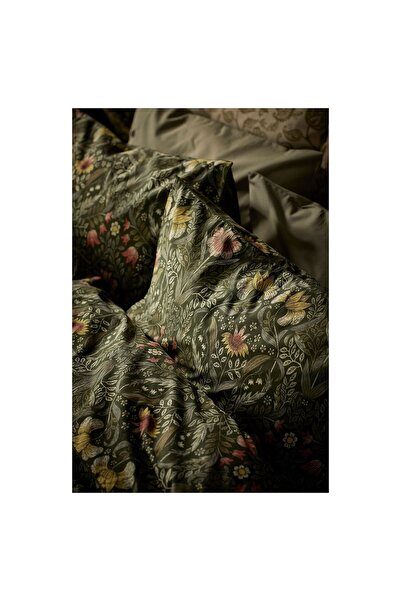 IKEA çift kişilik nevresim seti, koyu yeşil-desenli, 240x220/50x60 cm İngiliz Sanat ve El Sanatları