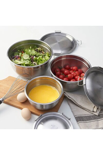 IKEA مجموعة حاويات تخزين من الفولاذ المقاوم للصدأ من Cıklıd، مجموعة من 3 قطع