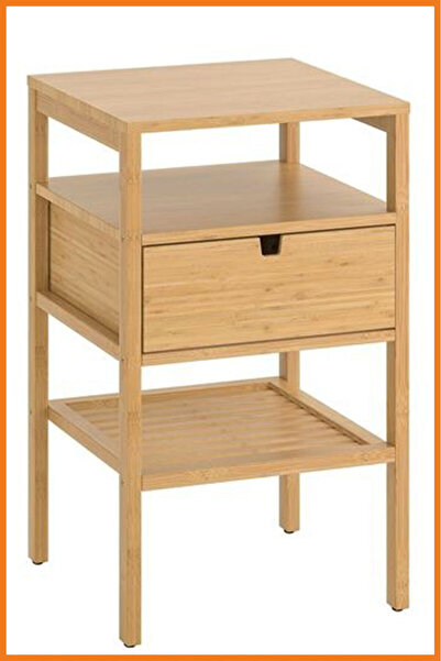 Alony Home Komidin Bambu Raflı Çekmeceli Ayaklı Doğal Malzeme Yatak Odası 40x...
