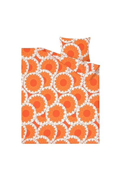 IKEA KRANSMALVA Tek Kişilik Nevresim Seti Turuncu 150x200/50x60 cm