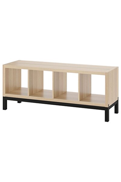 IKEA açık raf ünitesi, ağartılmış meşe görünümlü-siyah, 147x59 cm