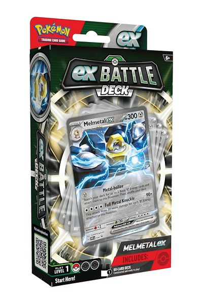 TOYFEST The February Ex Battle Decks - مجموعة بطاقات البوكيمون المعدنية مع رمز لعبة TCG عبر الإنترنت