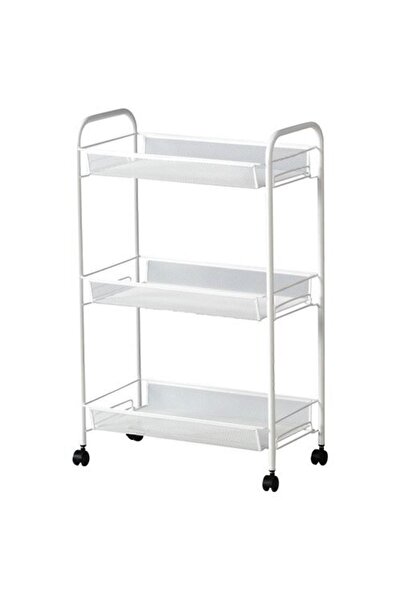 IKEA Tekerlekli Servis Arabası 26x48x77 Cm Çelik A Kalite Beyaz
