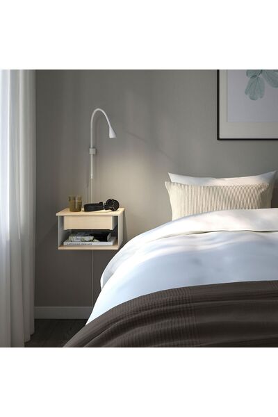 IKEA Duvara Monte Komodin, Dresuar, Huş Görünümlü Beyaz-Mavi, 36x29x20 cm