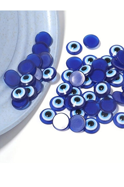 312 KONSEPT 50 Adet 1 Cm Yassı Plastik Nazar Boncuğu Deliksiz